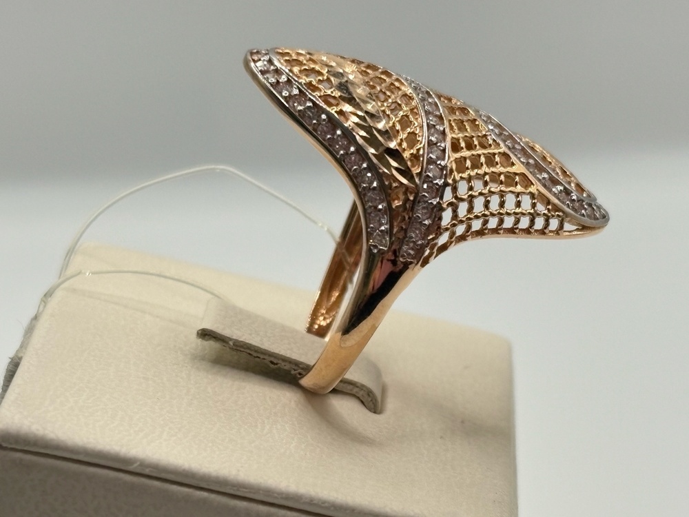 К-232_au КОЛЬЦО С КАМНЯМИ (Au 585)