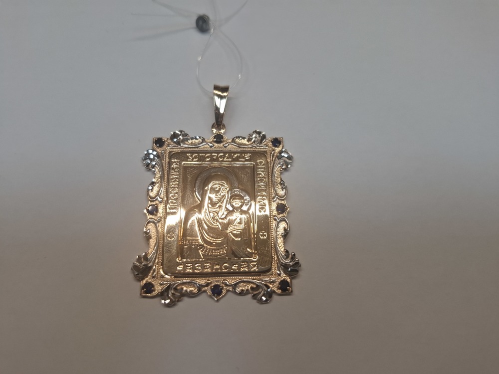 ПИ-096_au ПОДВЕСКА ИКОНА с камнями (Au 585)