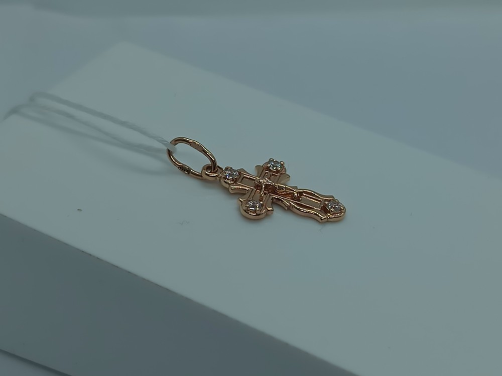 ПОДККИ585 ПОДВЕСКА КРЕСТ С КАМНЯМИ (Au 585)