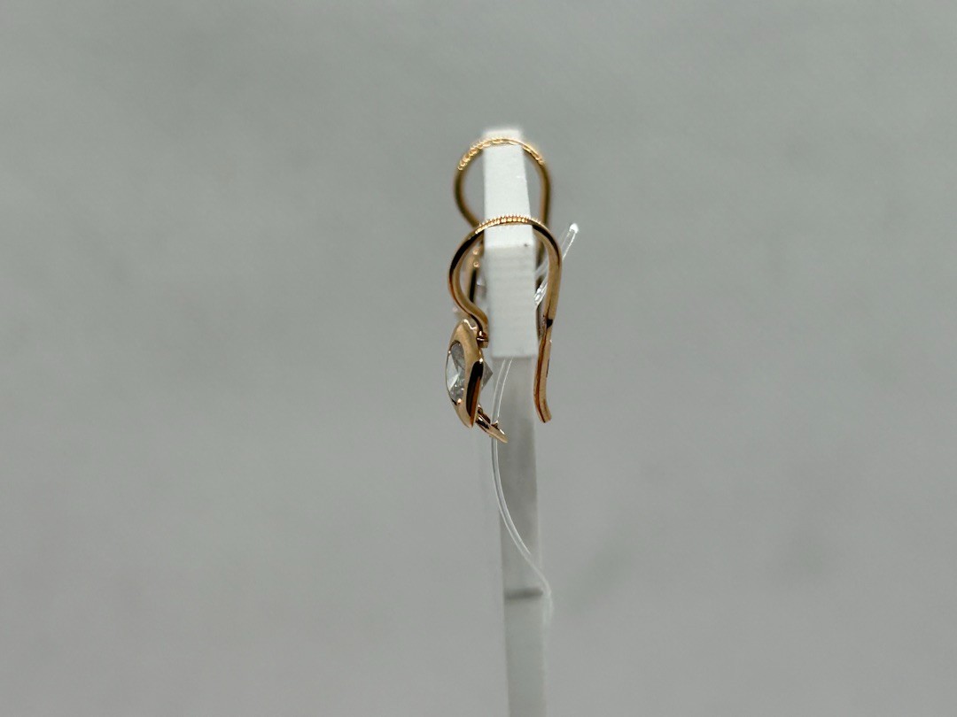 СЕРЬГИ ПЕТЕЛЬКА с камнем (Au 585)