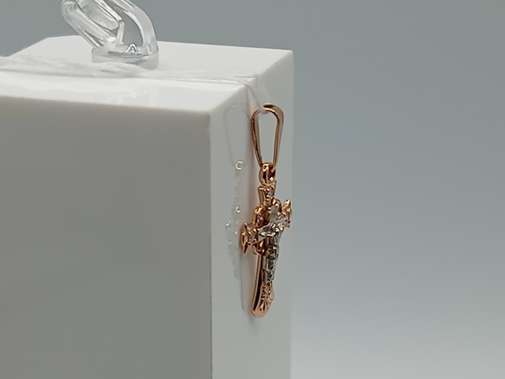 ПОДККИ585 ПОДВЕСКА КРЕСТ С КАМНЯМИ (Au 585)