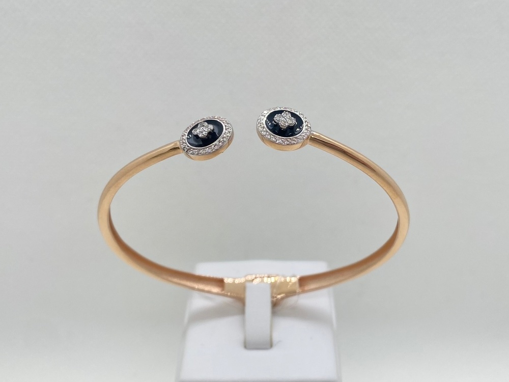 бр4886 БРАСЛЕТ ЖЕСТКИЙ Эмаль с камнем/камнями (Au 585)