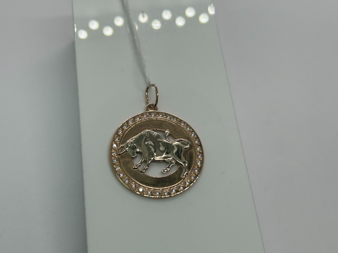 ПОДЗЗТ585 ПОДВЕСКА ЗНАК ЗОДИАКА ТЕЛЕЦ (Au 585)