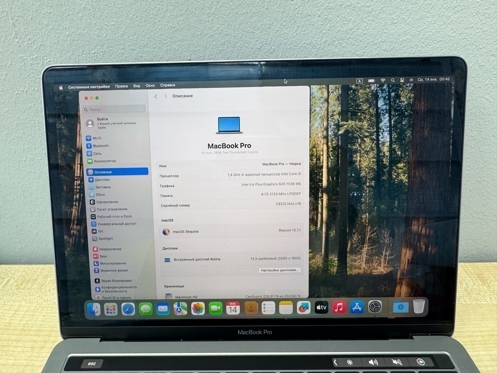 Ноутбук Apple MacBook Pro (13 дюймов,  два порта Thunderbolt 3) A2159 (2019)