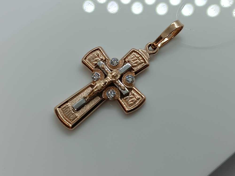 ПОДВЕСКА КРЕСТ с камнями (Au 585)