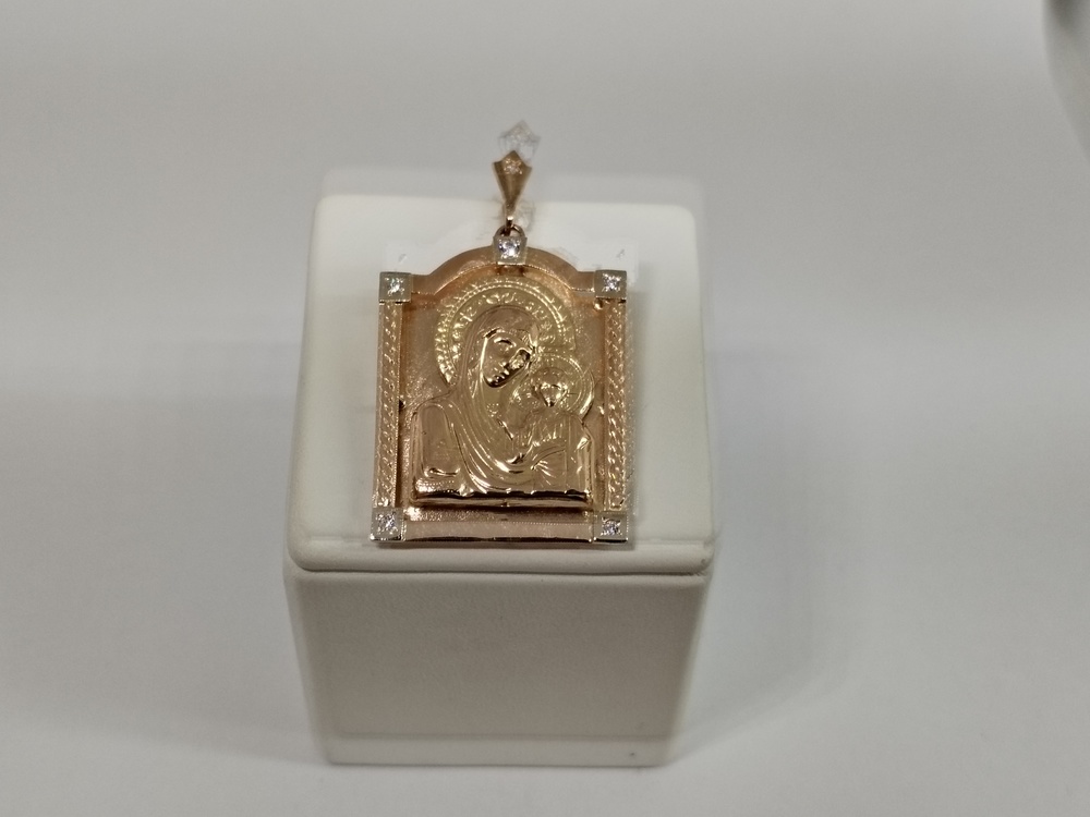 ПОДИКИ585 ПОДВЕСКА ИКОНА С КАМНЯМИ (Au 585)