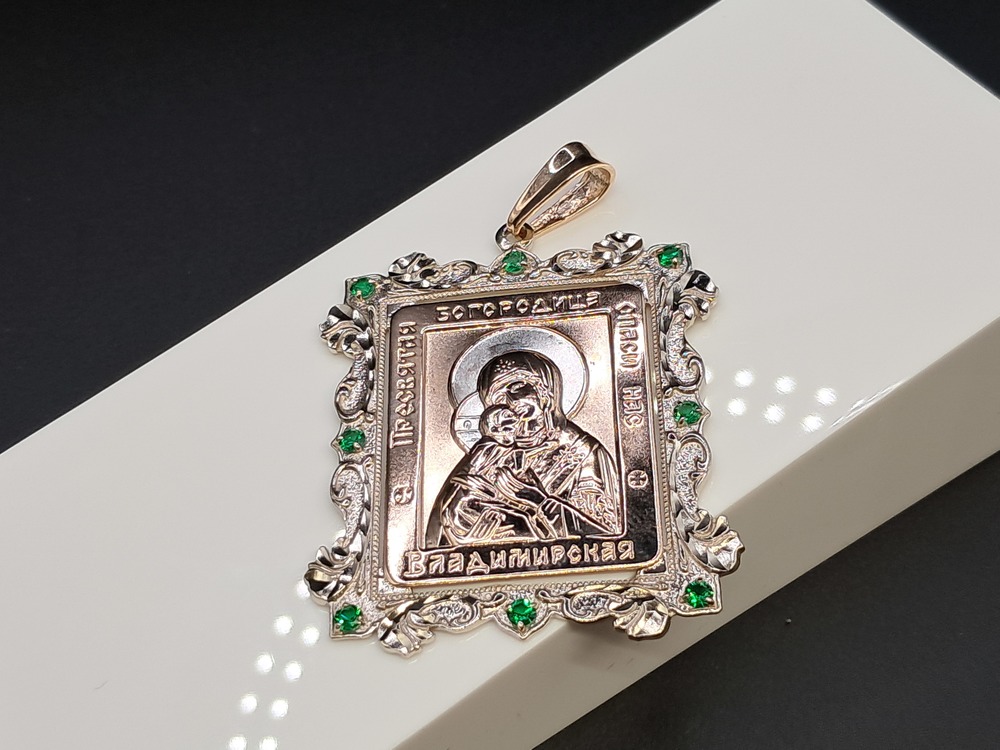 ПОДИКИ585 ПОДВЕСКА ИКОНА С КАМНЯМИ (Au 585)