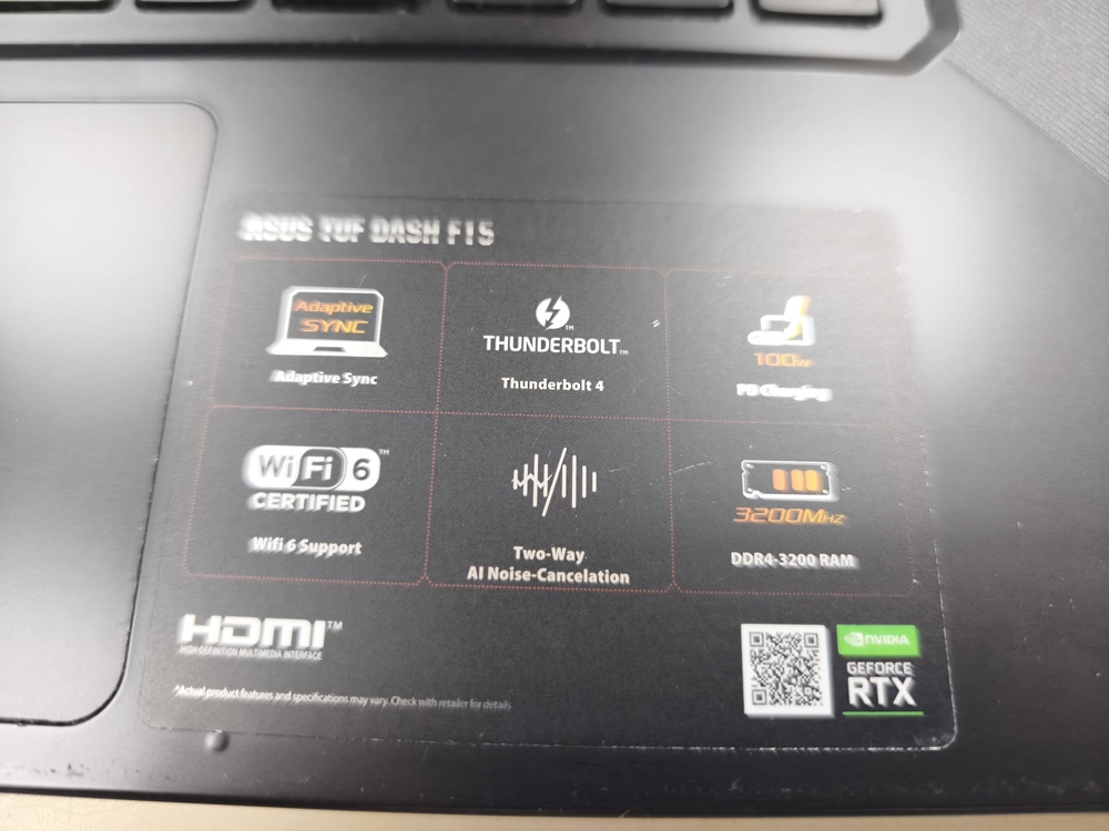 Ноутбук ASUS TUF Dash F15 FX516FX516PC-HN558; I5-11300H, GeForce RTX 3050, 16 Гб, 512 GB, Нет