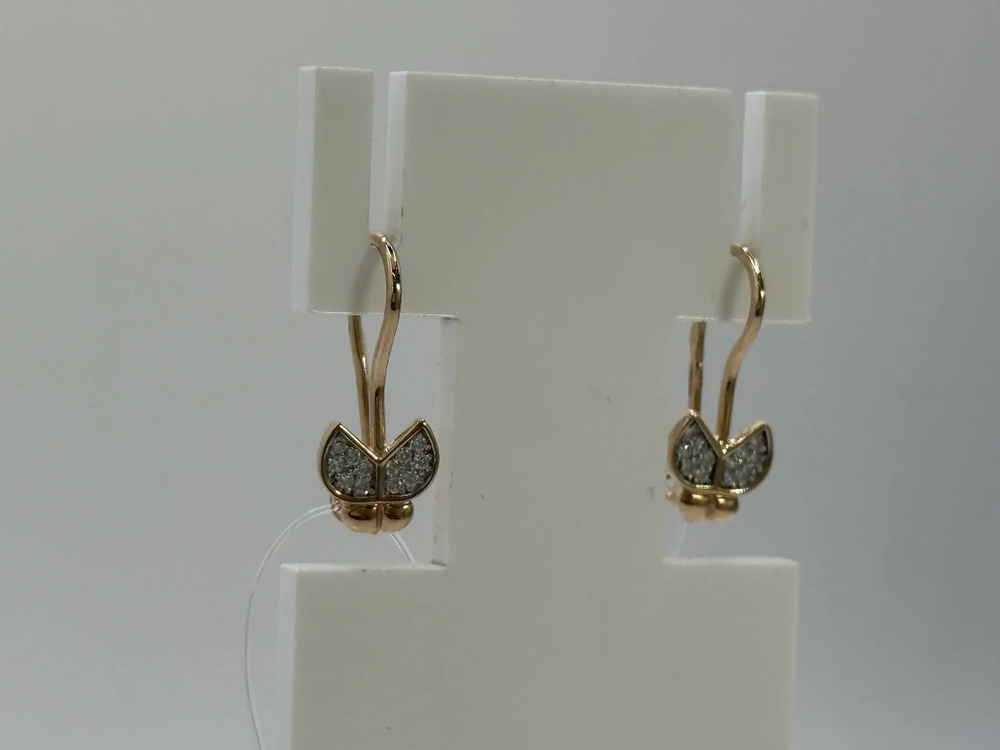 СЕРЬГИ ПЕТЕЛЬКА с камнями (Au 585)