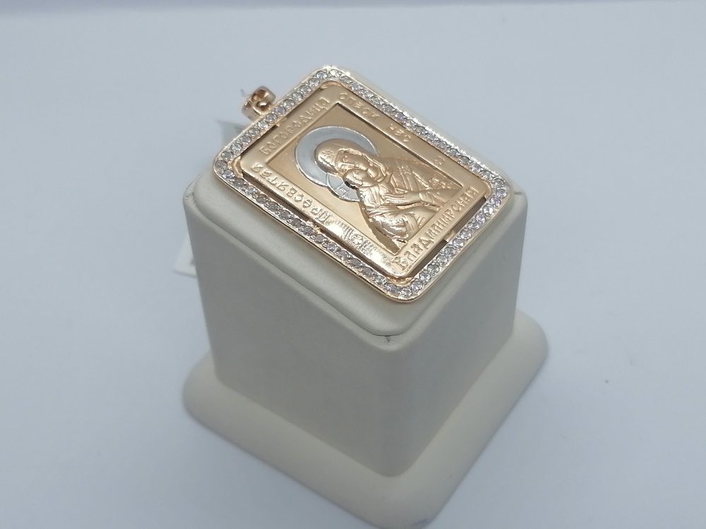 ПИ-249 к_au ПОДВЕСКА ИКОНА с камнями (Au 585)