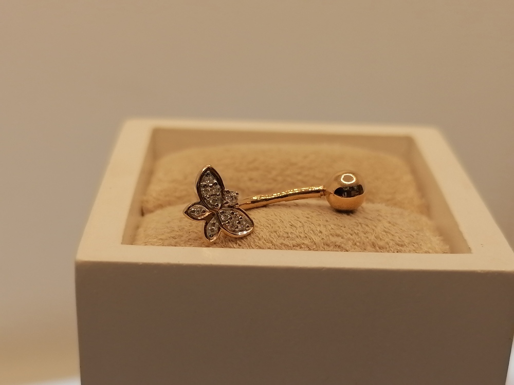 ПИРСИНГ В ПУПОК с камнями (Au 585)