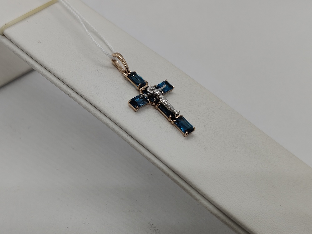 ПОДВЕСКА КРЕСТ С КАМНЯМИ (Au 585)