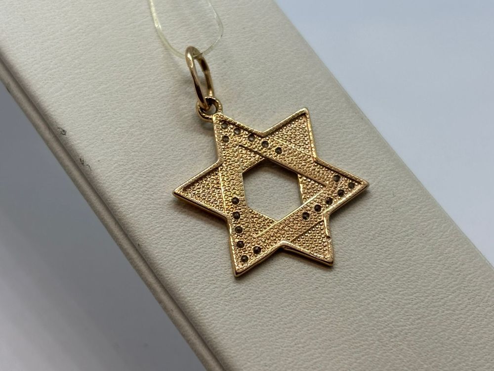 3334а ПОДВЕСКА ЗВЕЗДА ДАВИДА С КАМНЯМИ (Au 585)