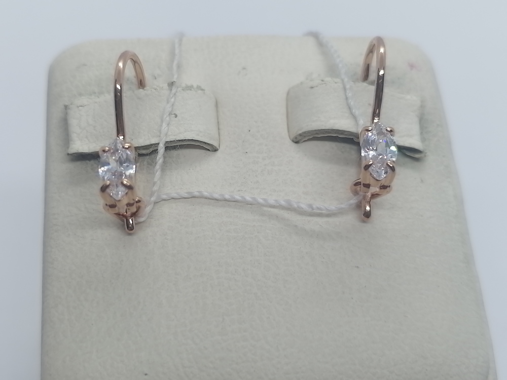 СЕРЬГИ ПЕТЕЛЬКА с камнем (Au 585)