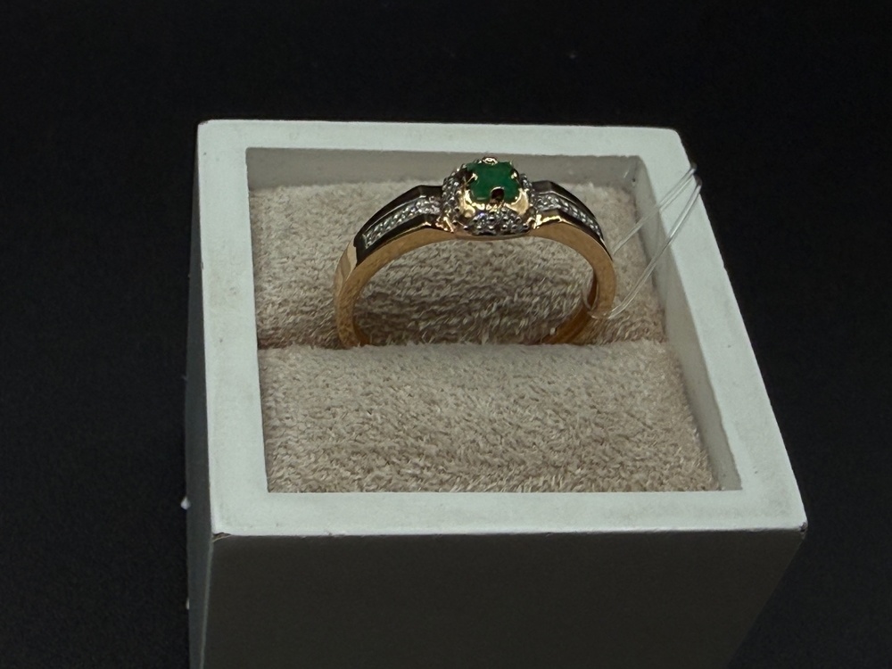 КОЛЬЦО Бриллиант, изумруд (Au 585)