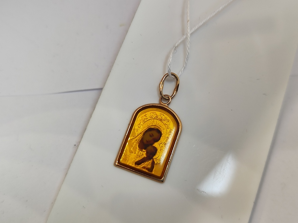 ПОДИКМ585 ПОДВЕСКА ИКОНА С КАМНЕМ (Au 585)