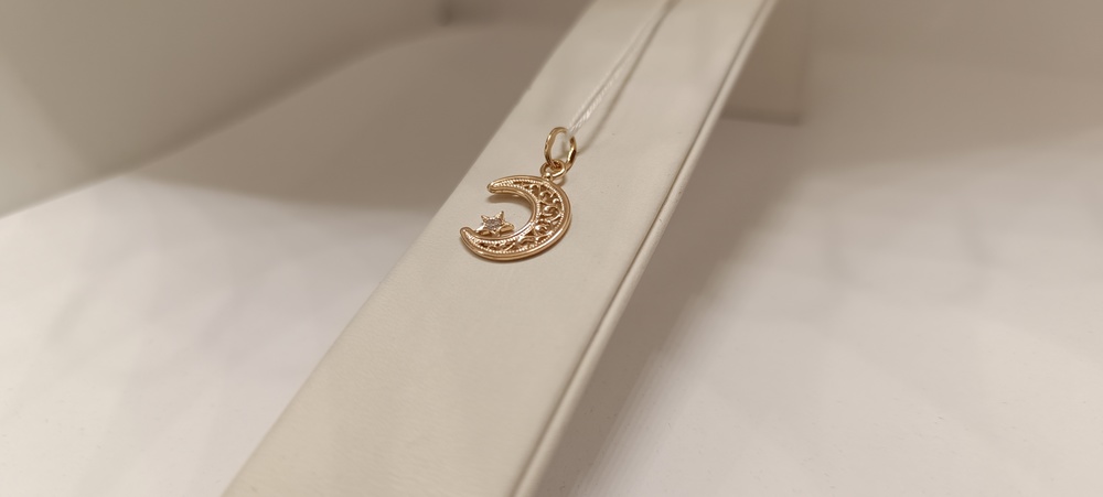 ПОДВЕСКА ПОЛУМЕСЯЦ С КАМНЕМ (Au 585)