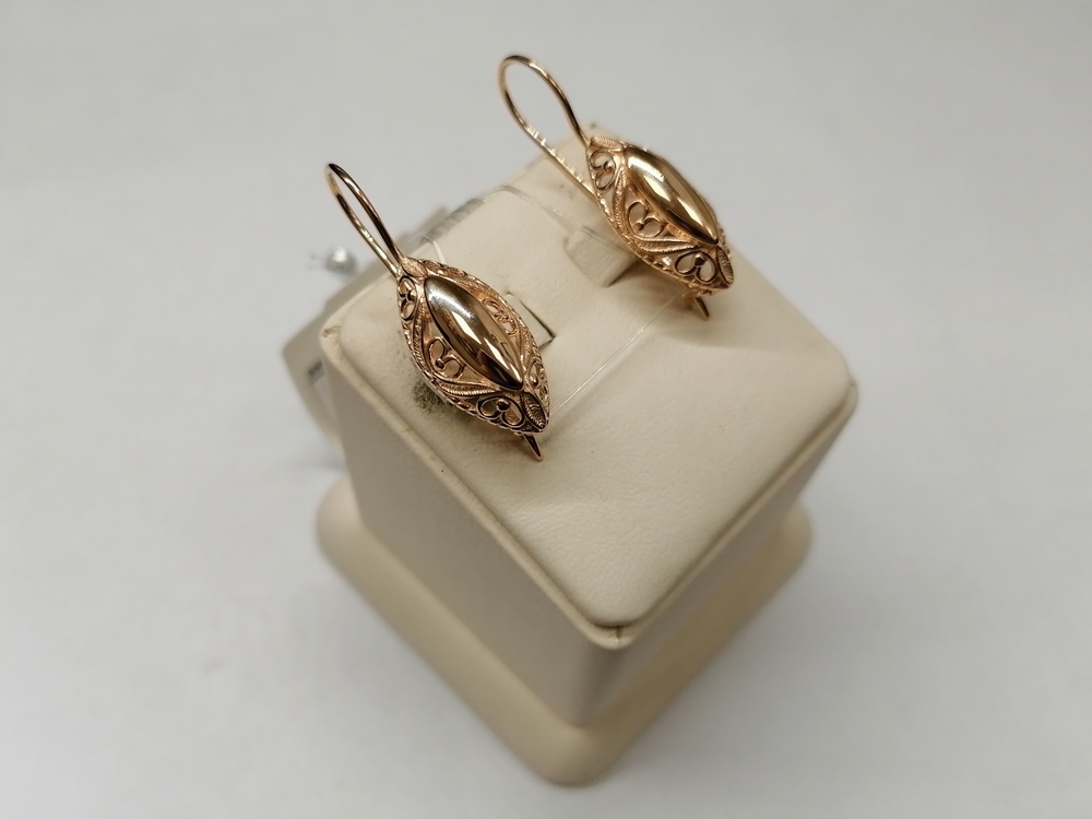 2683 СЕРЬГИ ПЕТЕЛЬКА без камня (Au 585)