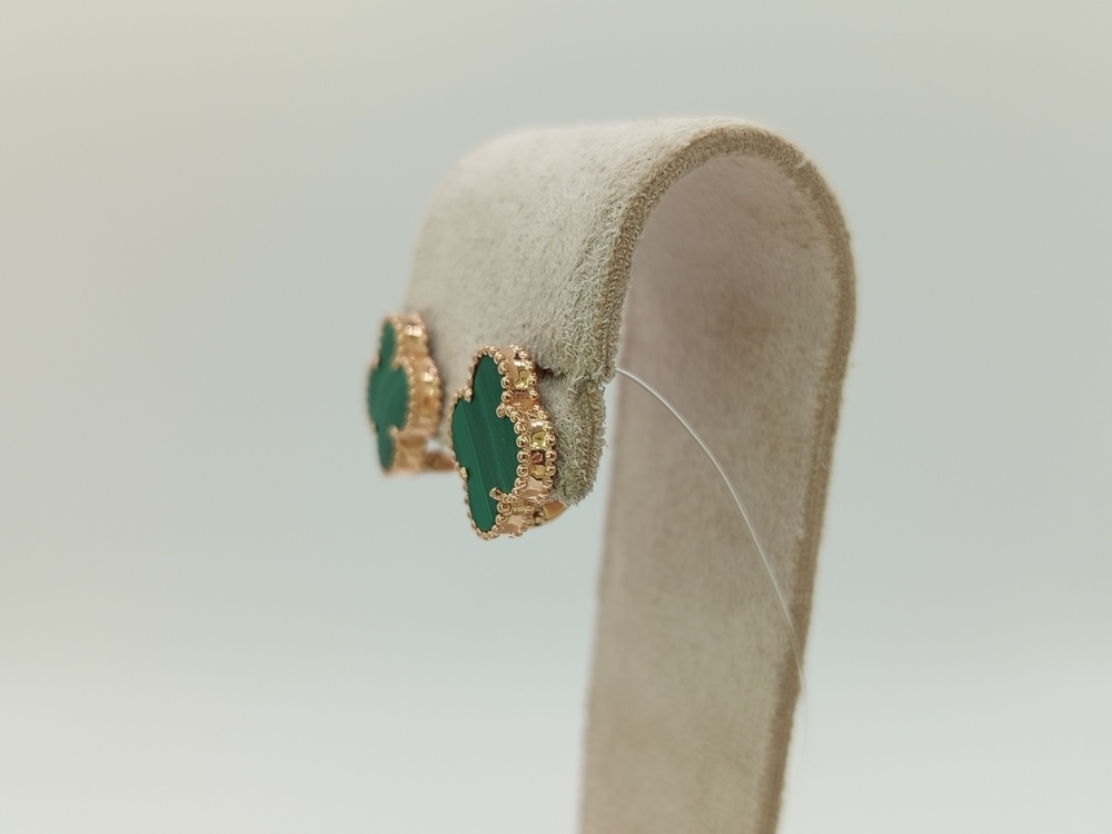 СЕРЬГИ МАЛАХИТ (Au 585)