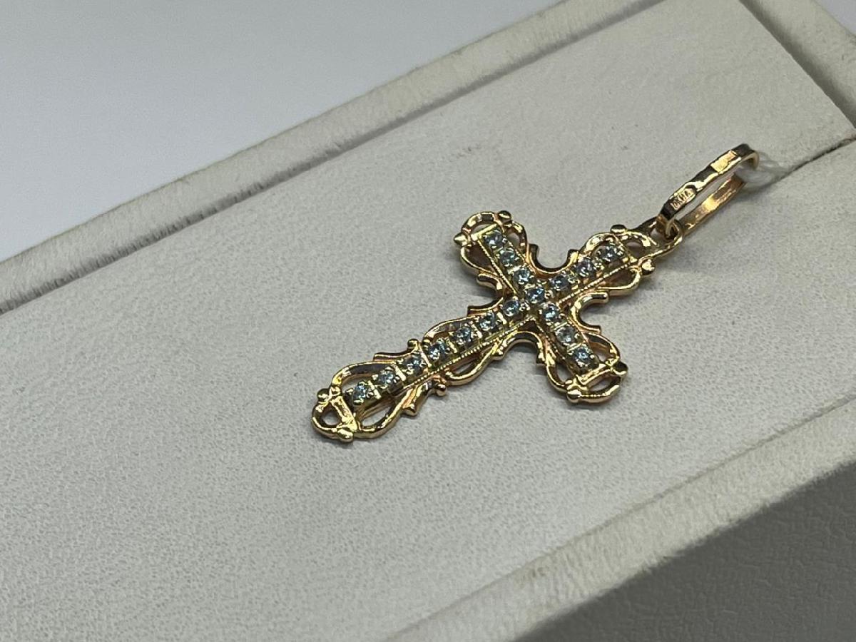 ПОДВЕСКА КРЕСТ С КАМНЯМИ (Au 585)