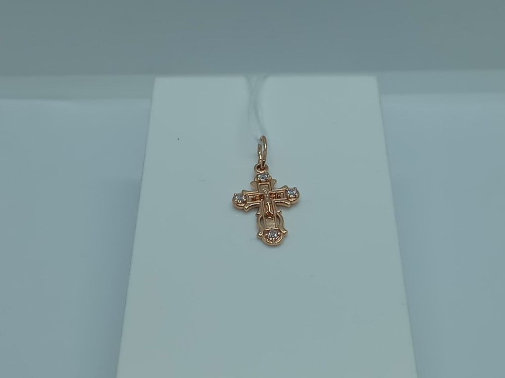 ПОДККИ585 ПОДВЕСКА КРЕСТ С КАМНЯМИ (Au 585)