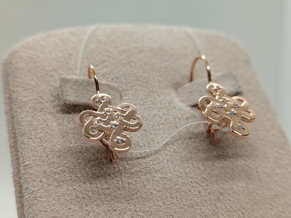 СЕРЬГИ ПЕТЕЛЬКА с камнями (Au 585)