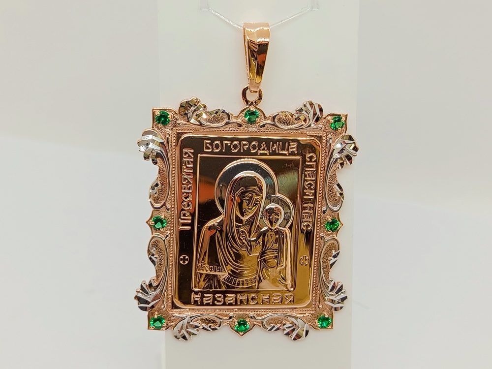 ПИ-096_au ПОДВЕСКА ИКОНА с камнями (Au 585)