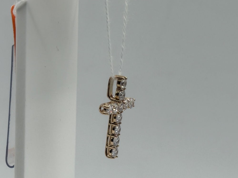 ПОДККИ585 ПОДВЕСКА КРЕСТ С КАМНЯМИ (Au 585)