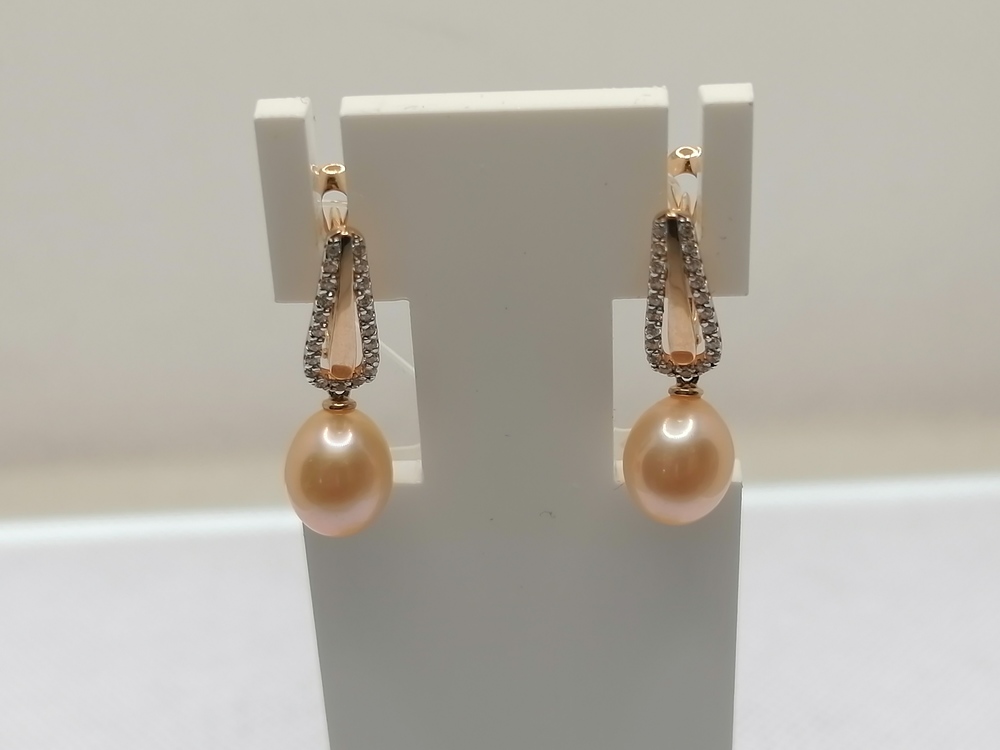 СЕРЬГИ ЖЕМЧУГ с камнями (Au 585)