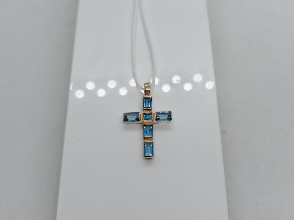 ПОДВЕСКА КРЕСТ С КАМНЯМИ (Au 585)