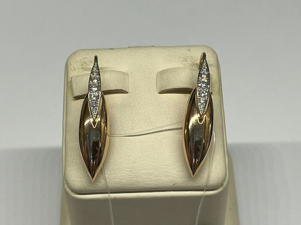 СЕРЬГИ ПЕТЕЛЬКА с камнями (Au 585)