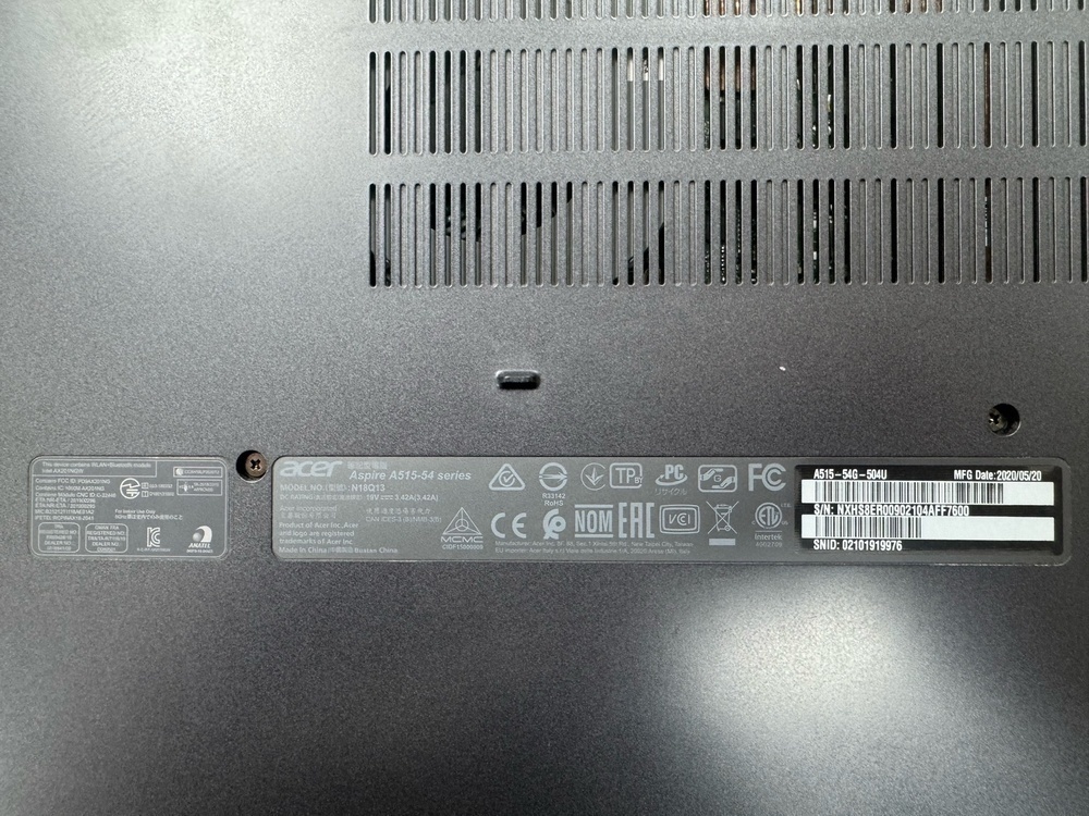 Ноутбук Acer; Core i5-10210U, GeForce MX350, 16 Гб, 512 GB, Нет