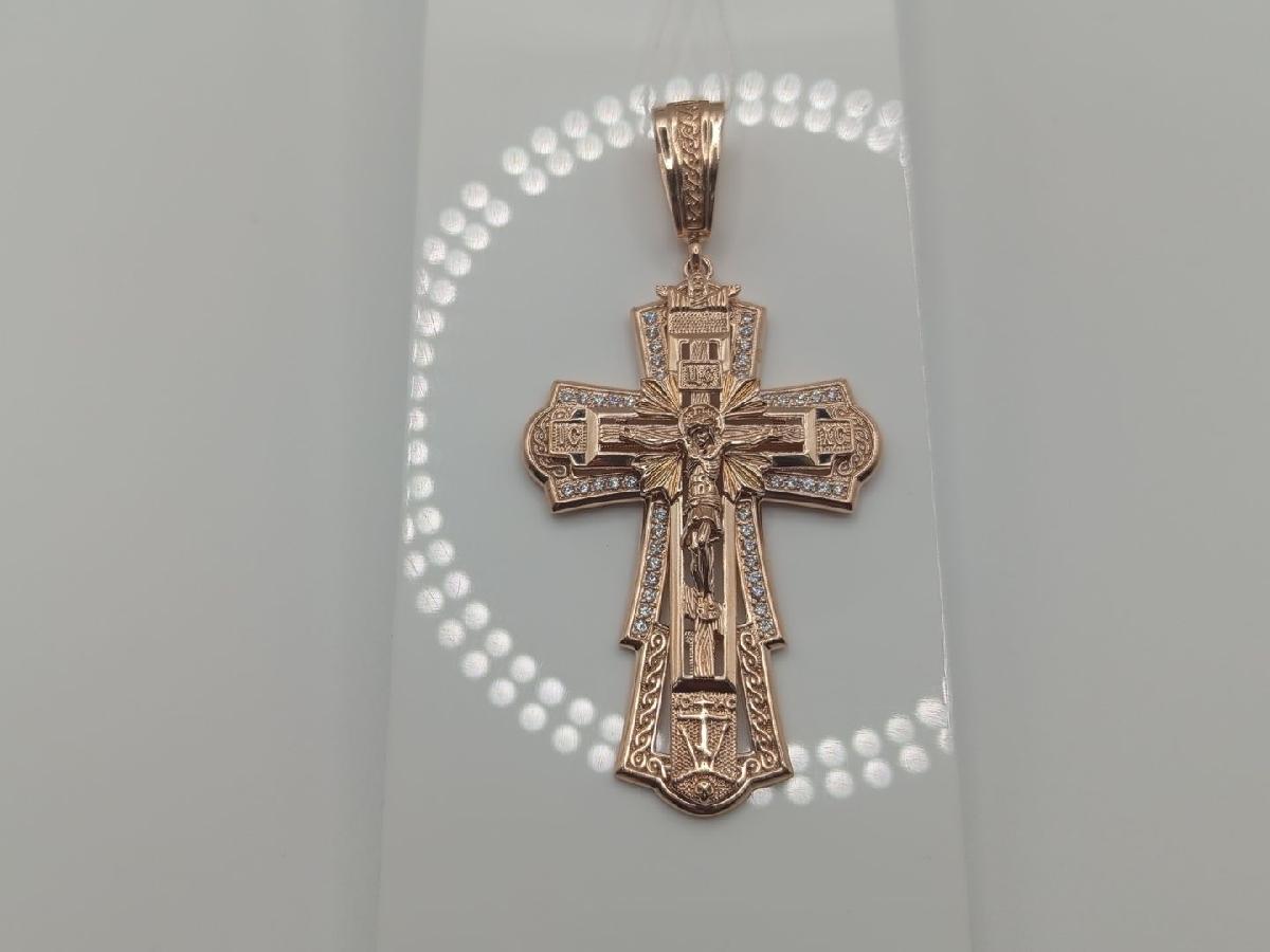 ПОДККИ585 ПОДВЕСКА КРЕСТ С КАМНЯМИ (Au 585)