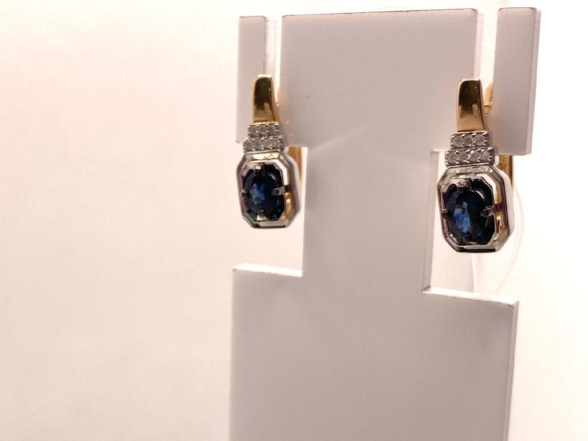 СЕРЬГИ Бриллиант, сапфир (Au 585)