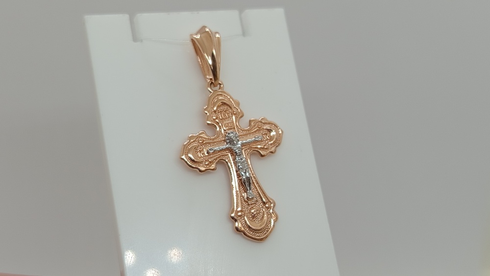 01-408082 ПОДВЕСКА КРЕСТ без камня (Au 585)