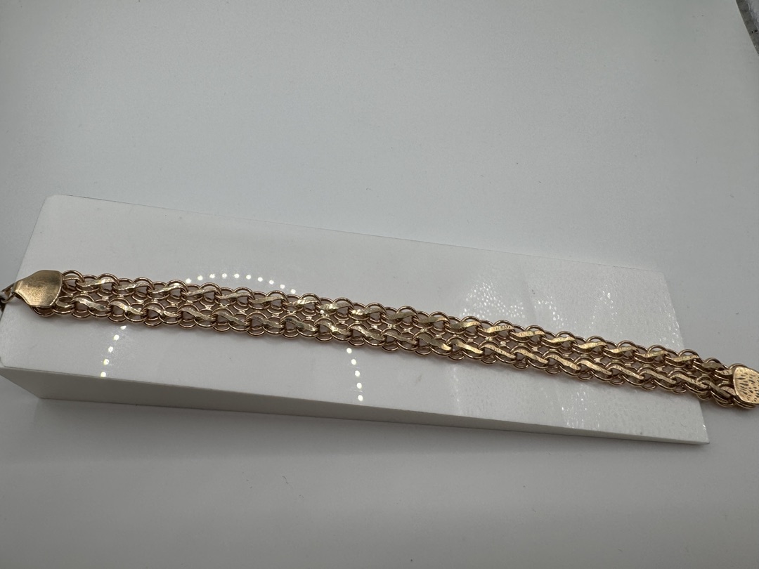 Кардинал Б100 Двухрядный БРАСЛЕТ ПУСТОТЕЛЫЙ Кардинал (Au 585)