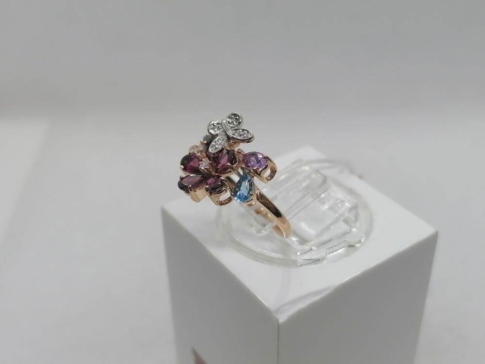 КОЛЬЦО С КАМНЯМИ (Au 585)