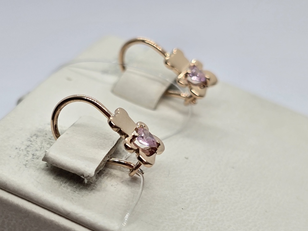 СЕРЬГИ ПЕТЕЛЬКА с камнем (Au 585)