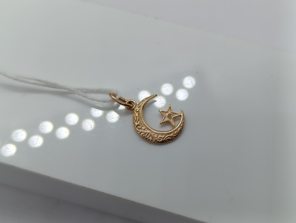 ПОДПКМ585 ПОДВЕСКА ПОЛУМЕСЯЦ С КАМНЕМ (Au 585)