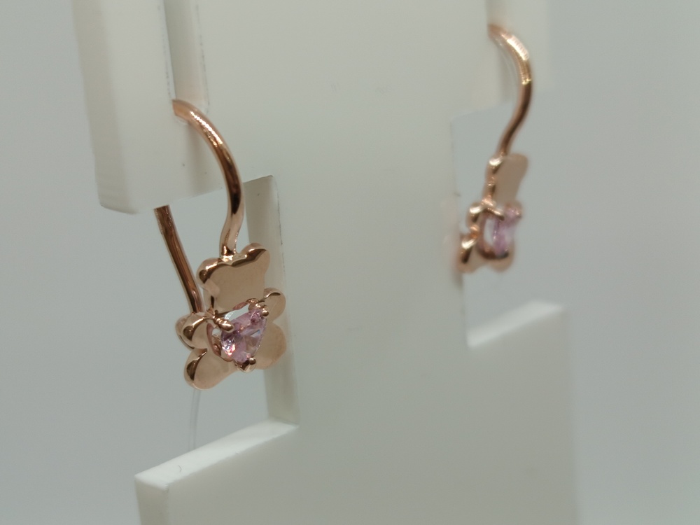 СЕРЬГИ ПЕТЕЛЬКА с камнем (Au 585)