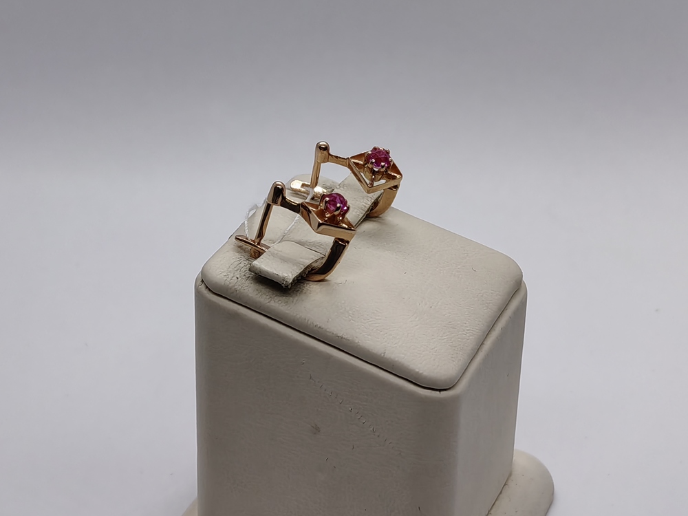 СКМ585 СЕРЬГИ С КАМНЕМ (Au 585)