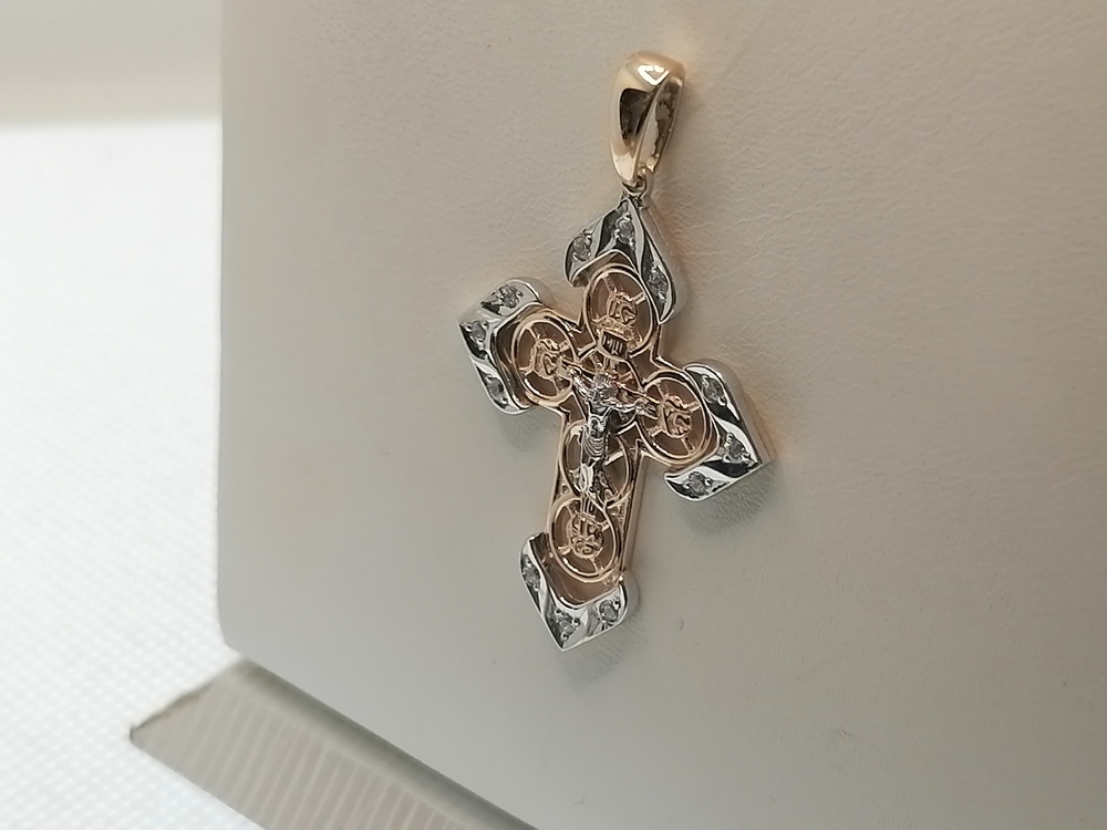 ПОДВЕСКА КРЕСТ с камнями (Au 585)