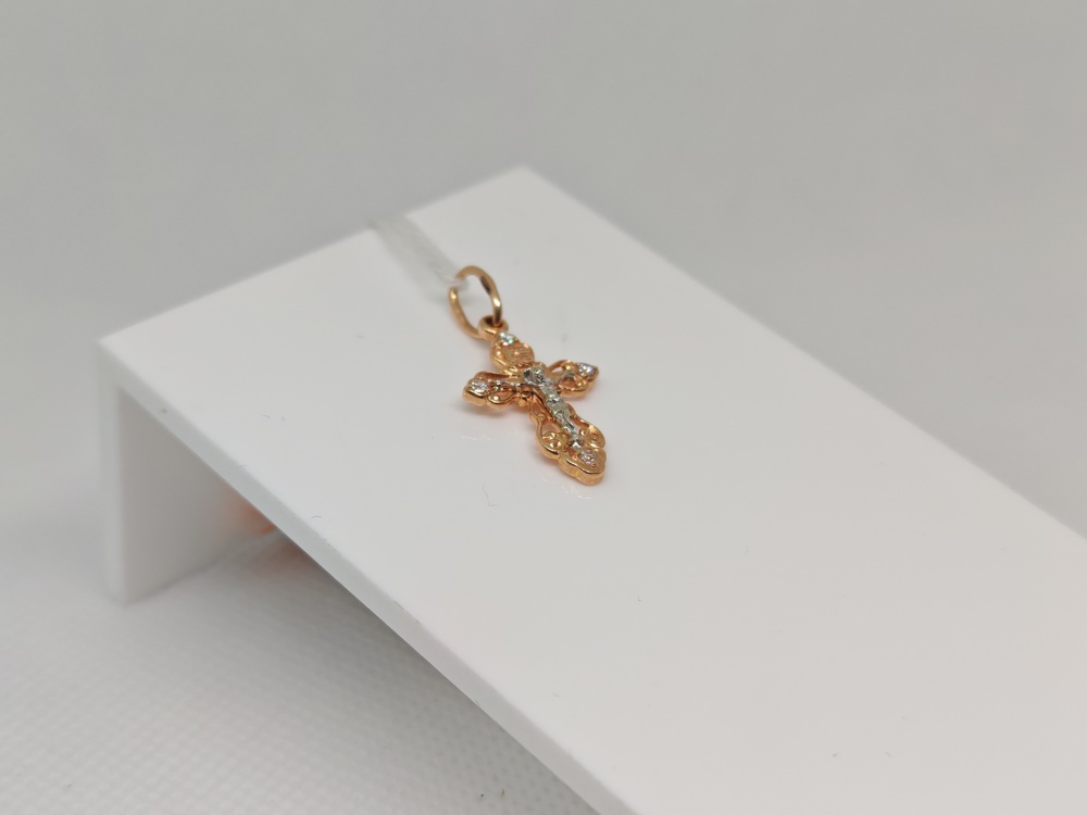 ПОДВЕСКА КРЕСТ С КАМНЯМИ (Au 585)