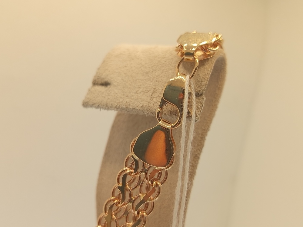 Кардинал Б100 Двухрядный БРАСЛЕТ ПУСТОТЕЛЫЙ Кардинал (Au 585)