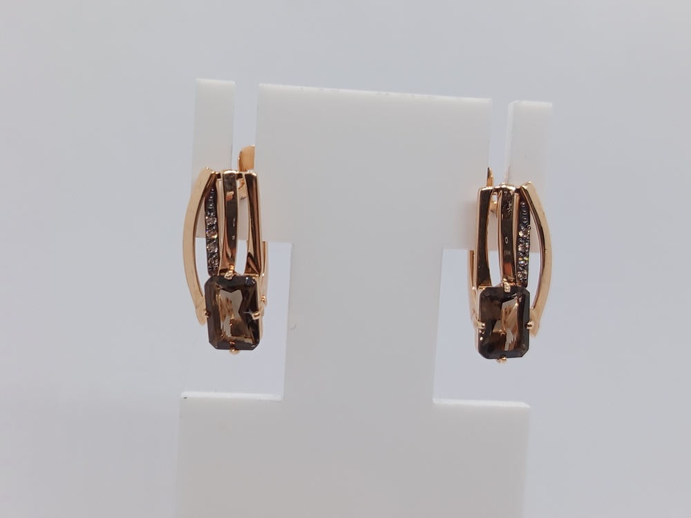 СЕРЬГИ РАУХ-ТОПАЗ с камнями (Au 585)