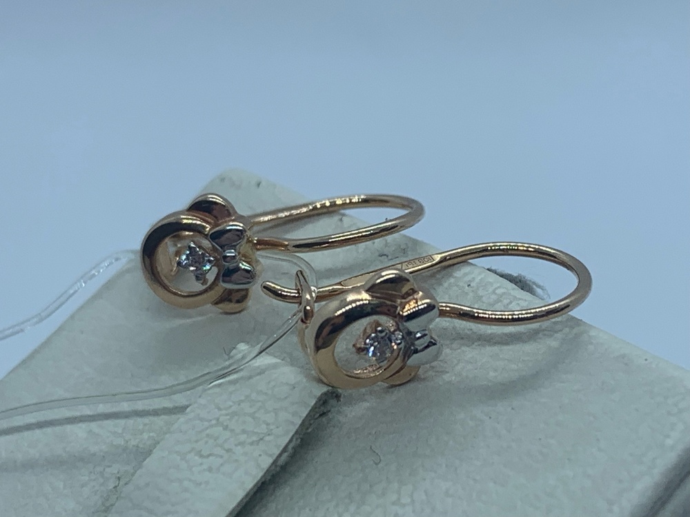 04-62-0237-00 СЕРЬГИ ПЕТЕЛЬКА с камнем (Au 585)