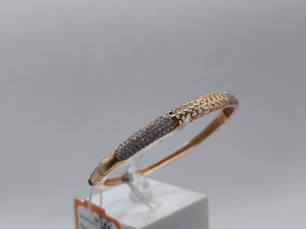 БЖКИ585 БРАСЛЕТ ЖЕСТКИЙ С КАМНЯМИ (Au 585)