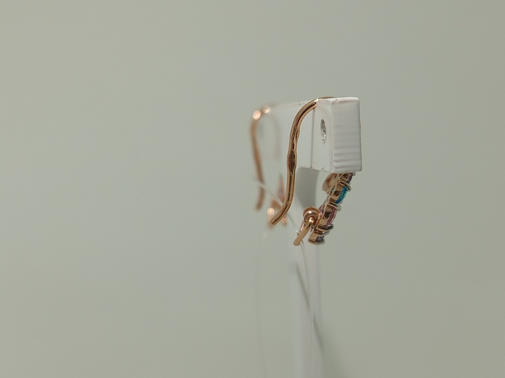 СЕРЬГИ ПЕТЕЛЬКА с камнями (Au 585)