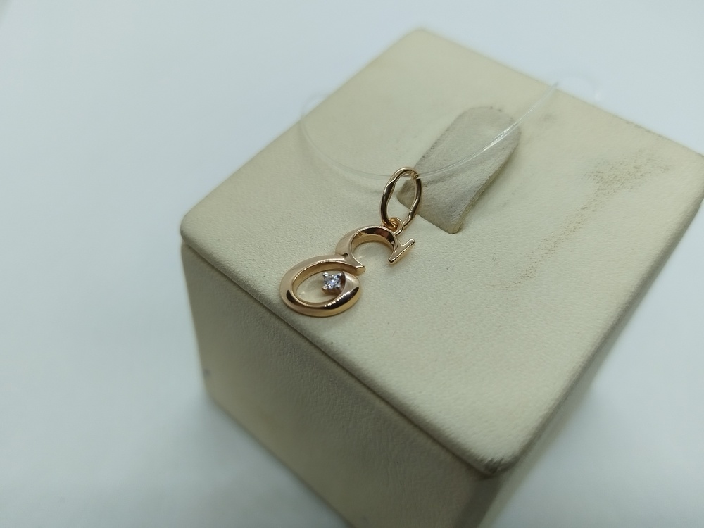 ПОДВЕСКА БУКВА Е с камнем (Au 585)