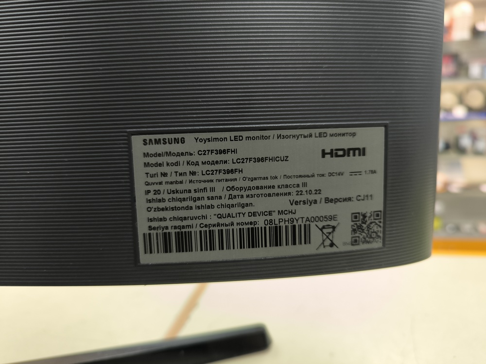 Монитор Samsung LC27F396FHICUZ